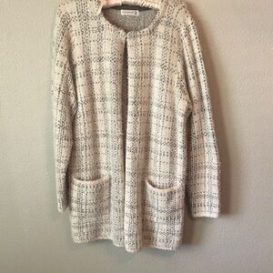 Retrology Cozy Open-Front Bouclé Cardigan Sweater - Cream Heather